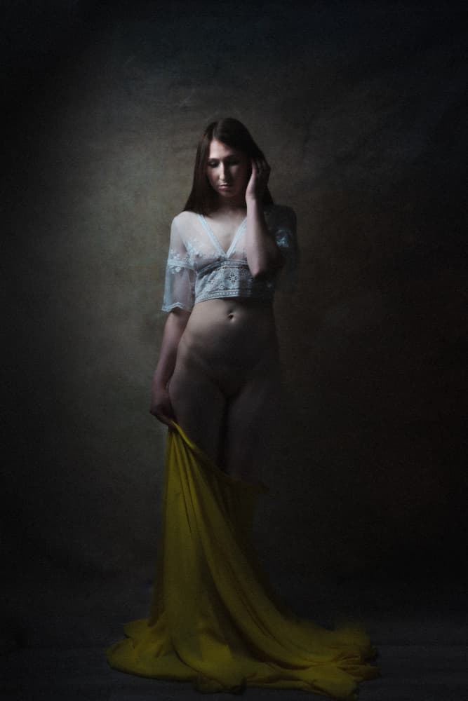 Woman in Yellow Drape by Ruth Franke — canvas wall art