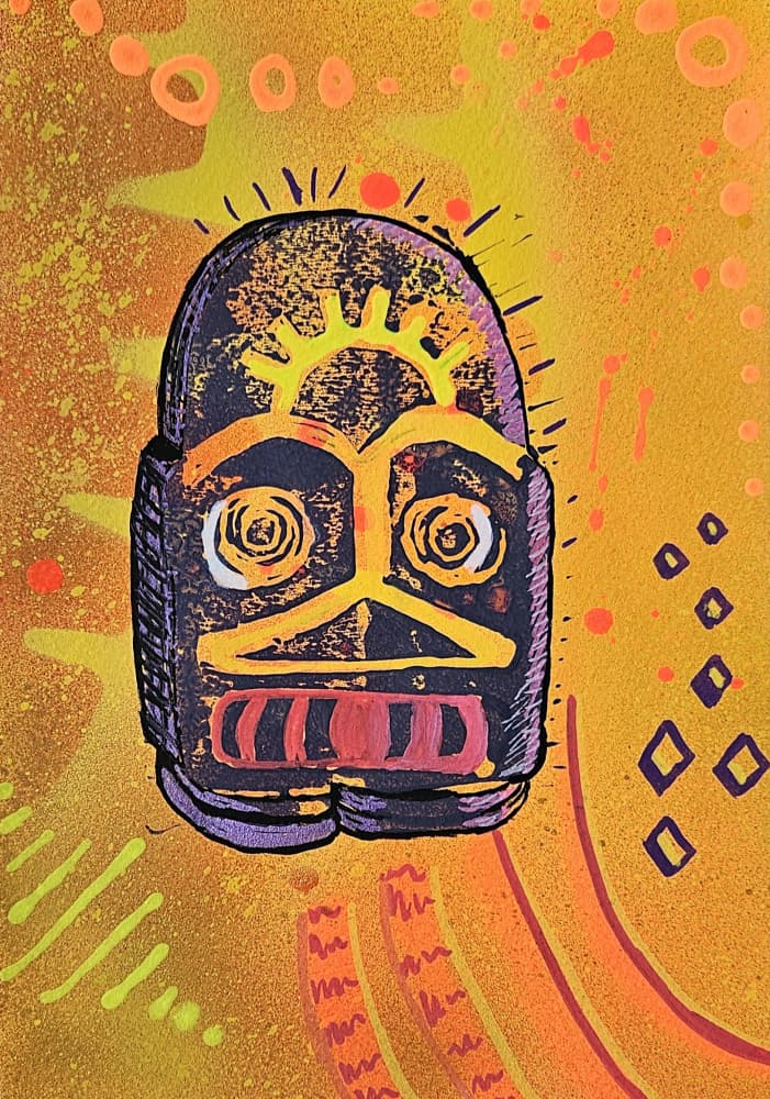 Tribal Sun Mask by Olea Huuska — canvas wall art