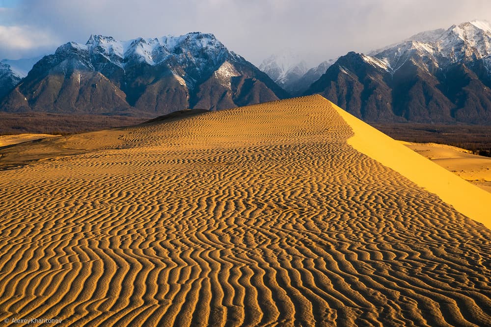Golden Desert Peaks by Alexey Kharitonov — canvas wall art