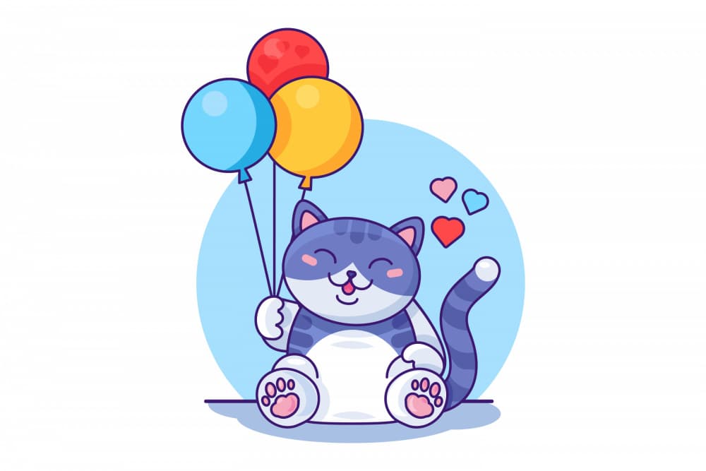 Happy Cat With Balloons by Marika Barsrsind β canvas wall art