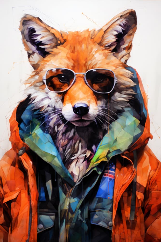 Stylish Fox Portrait by Justyna Jaszke — canvas wall art