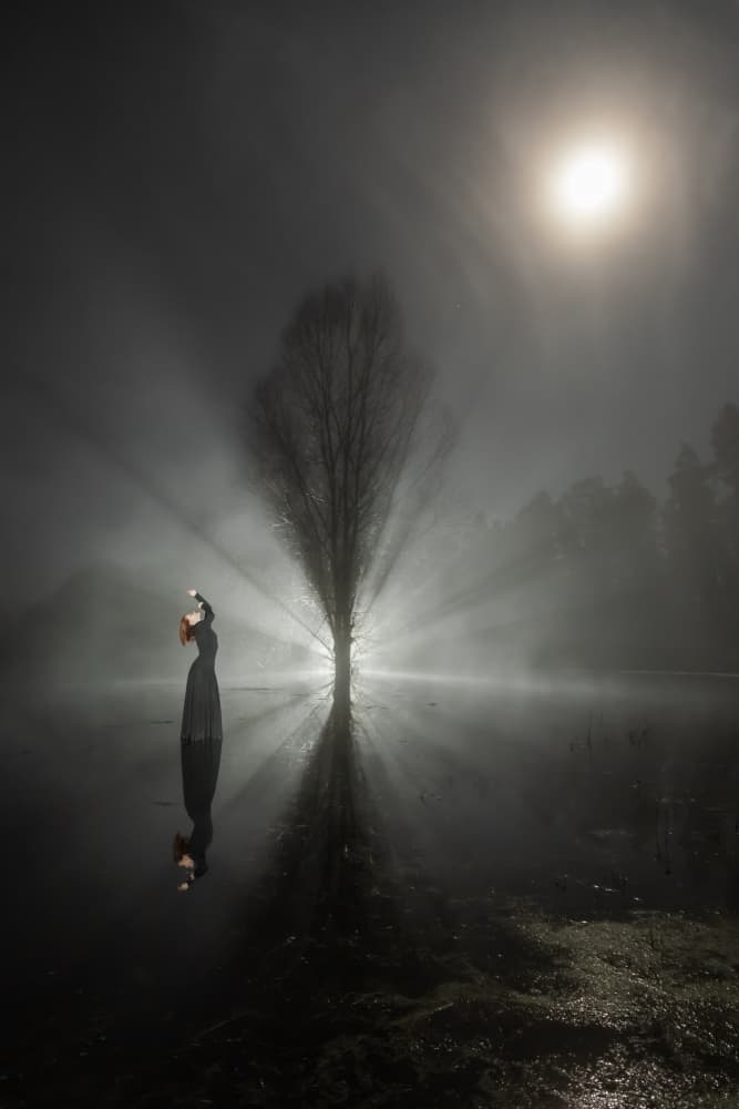 Woman By Radiant Tree by Leszek Paradowski — canvas wall art