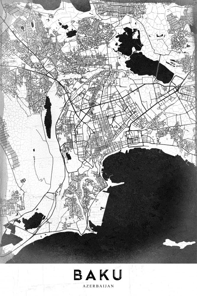 Baku City Map by StudioSix — canvas wall art