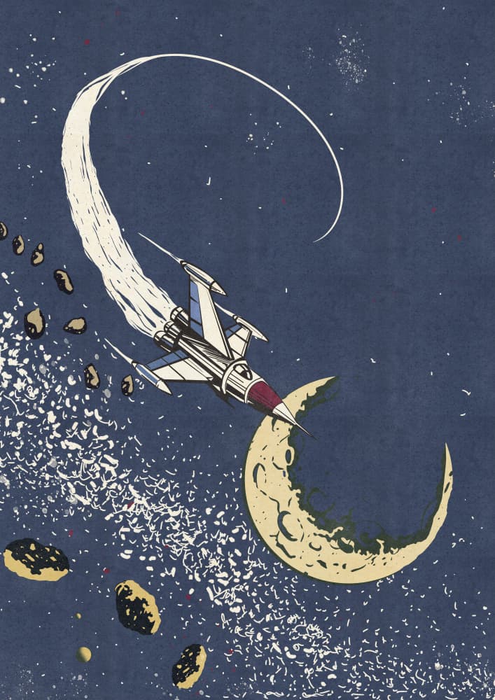 Spaceship Lunar Adventure by Nicholas — canvas wall art