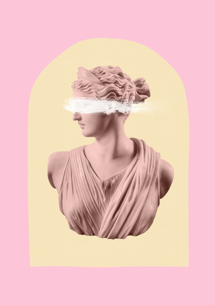 Modern Pink Greek Bust by Talitha McQueen — canvas wall art