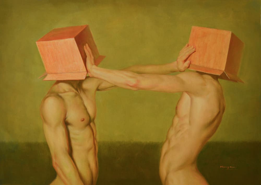 Box Head Conflict by Hongtao Huang — canvas wall art