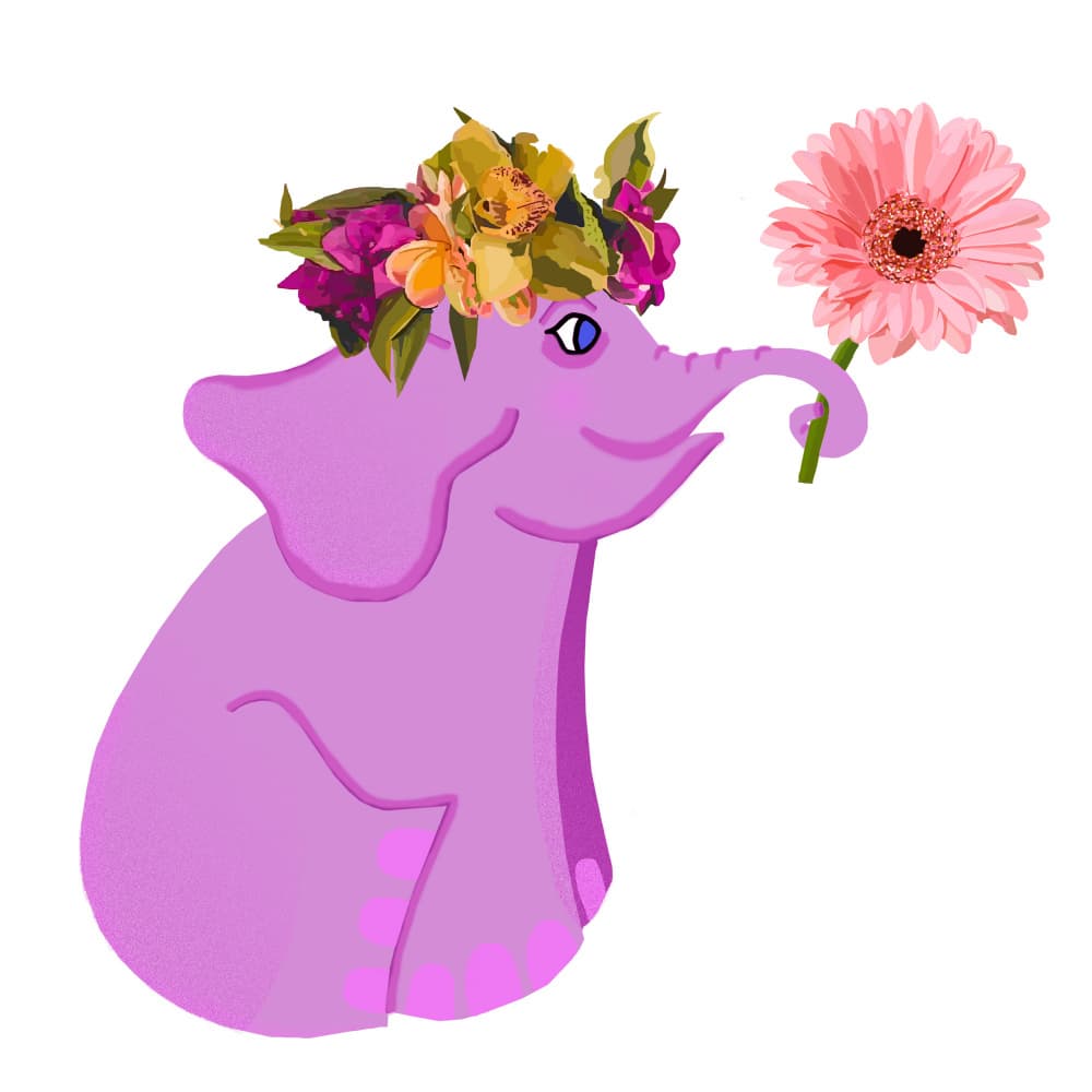 Floral Crown Elephant by Lynnda Rakos — canvas wall art