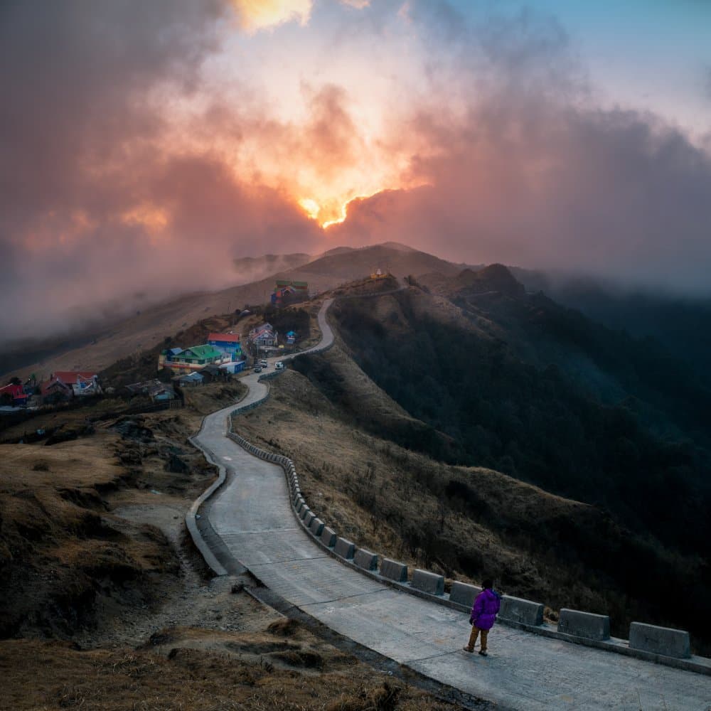 Winding Mountain Sunset Road by Ambar Saha — canvas wall art