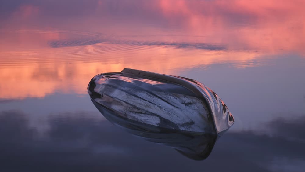 Peaceful Sunset Boat by Hamed Bank — canvas wall art