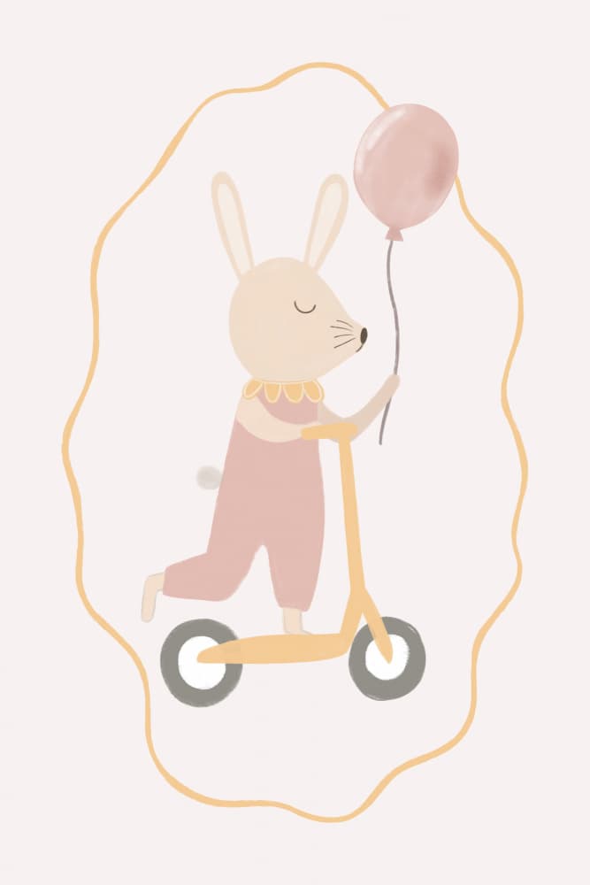Playful Bunny Scooter Ride by Menina Lisboa — canvas wall art