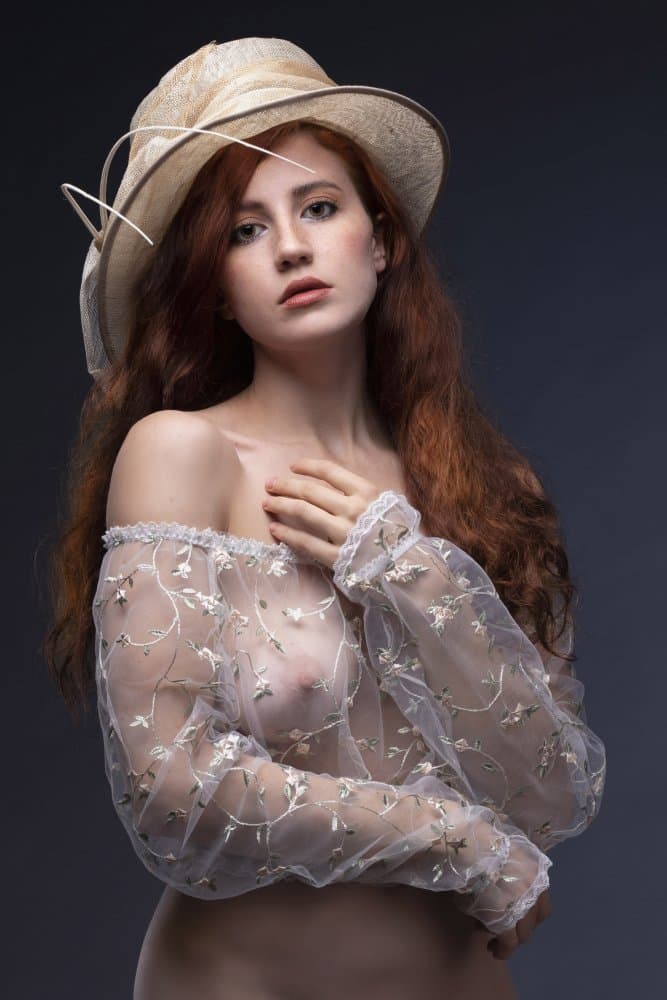 Redhead In Sheer Top by Jan Slotboom — canvas wall art