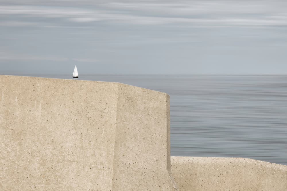 Coastal Minimalist Sailboat by Gilbert Claes — canvas wall art