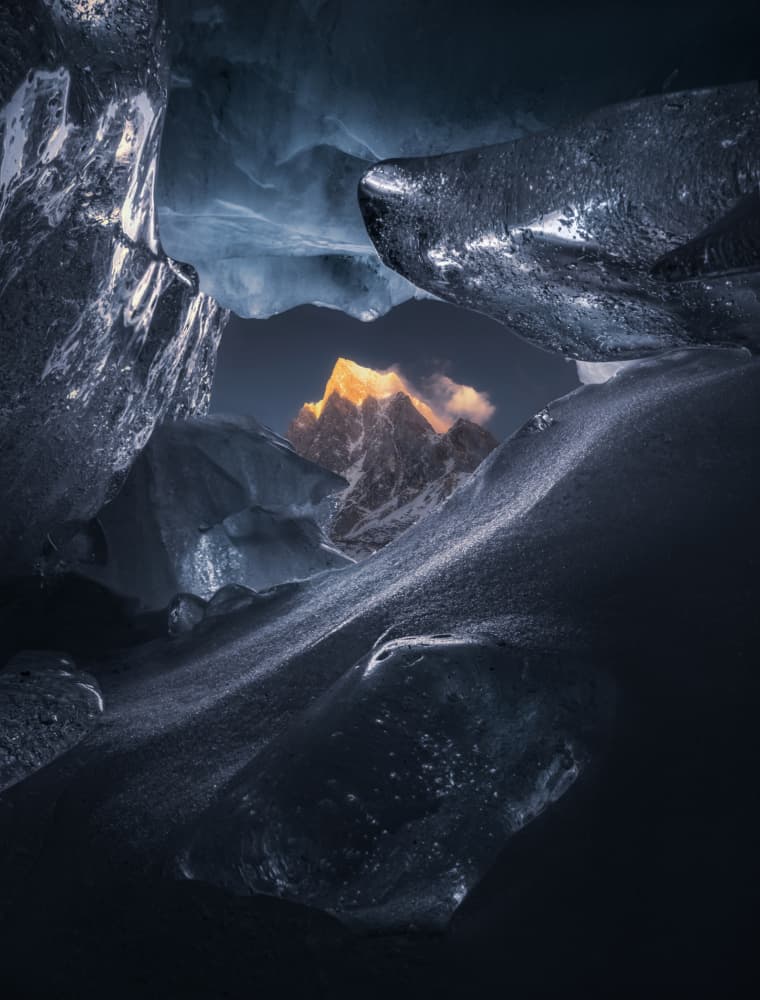 Ice Cave Mountain Glow by NingYun Ye — canvas wall art