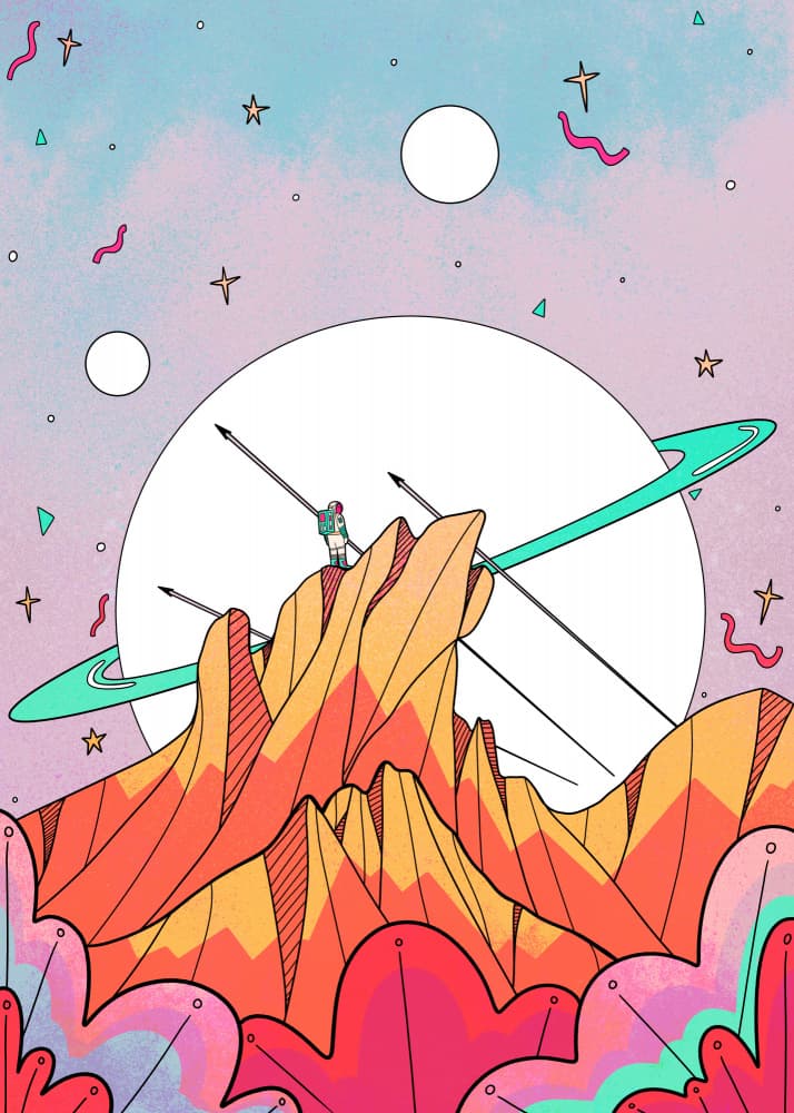 Cosmic Mountain Journey by Stephen Wade — canvas wall art