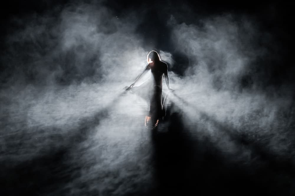 Dancing Silhouette in Smoke by Leszek Paradowski — canvas wall art