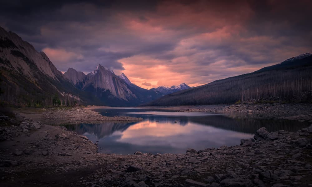 Twilight Mountain Lake by Ruiqing P. — canvas wall art