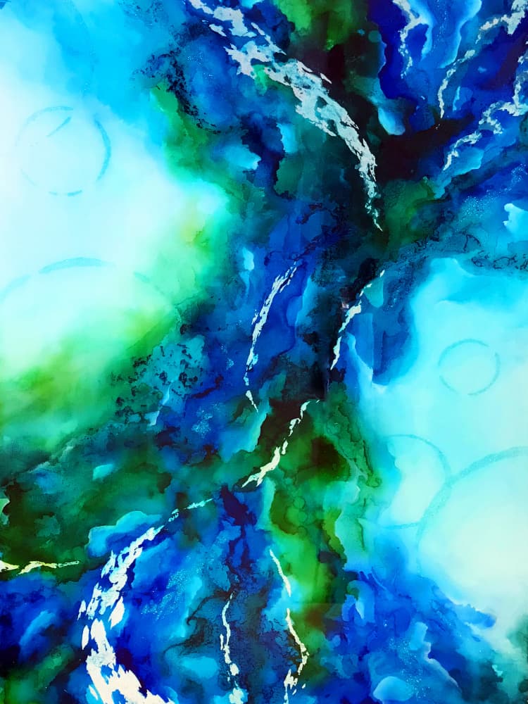 Liquid Blue Green Abstract by Alyson Storms — canvas wall art