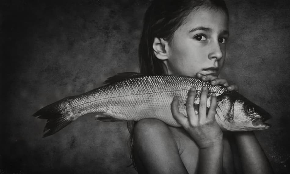 Mysterious Girl And Fish by Svetlana Bekyarova — canvas wall art
