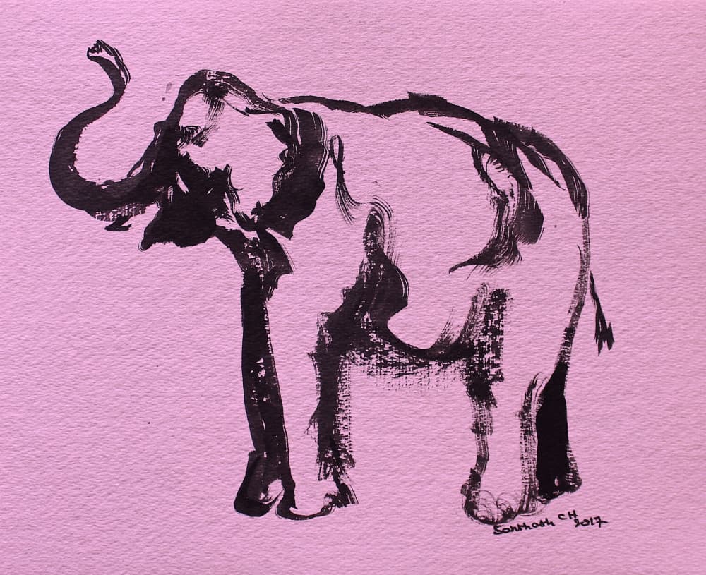 Pink Elephant Ink by Santhosh ch — canvas wall art