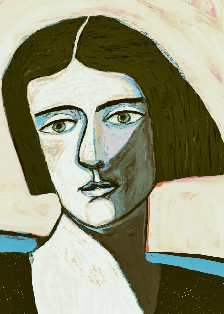 Pensive Woman Portrait by Sharyn Bursic — canvas wall art