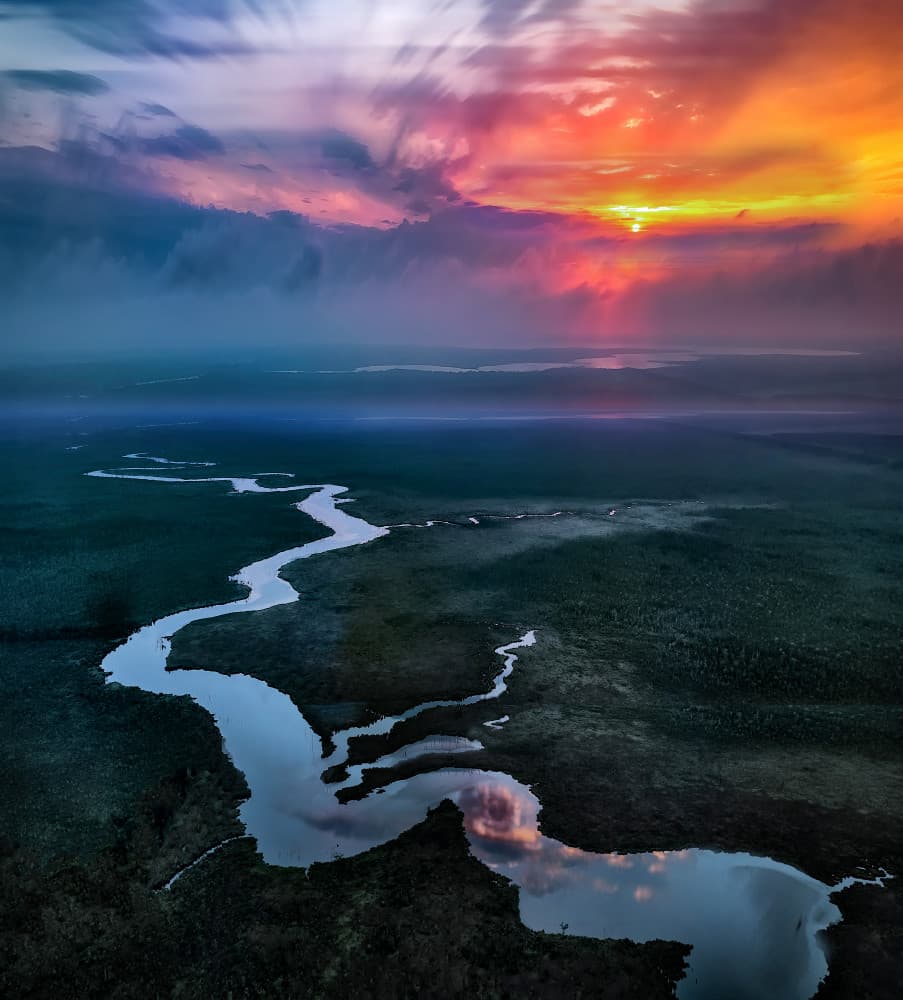 Winding River Sunrise by Liyun Yu — canvas wall art