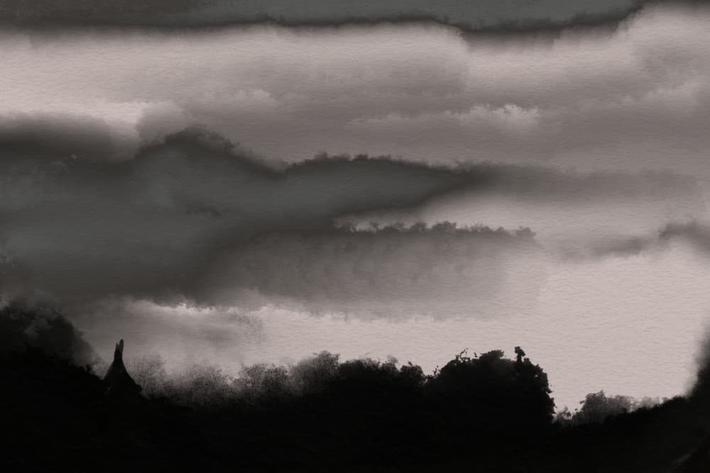 Misty Mountain Temple by Josie George — canvas wall art