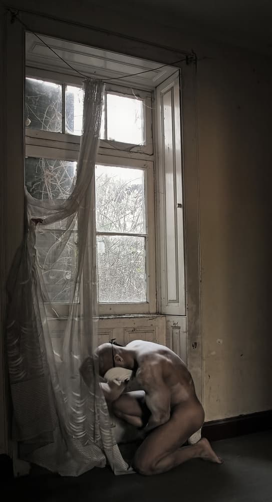 Nude Man Dark Window by DDiArte — canvas wall art