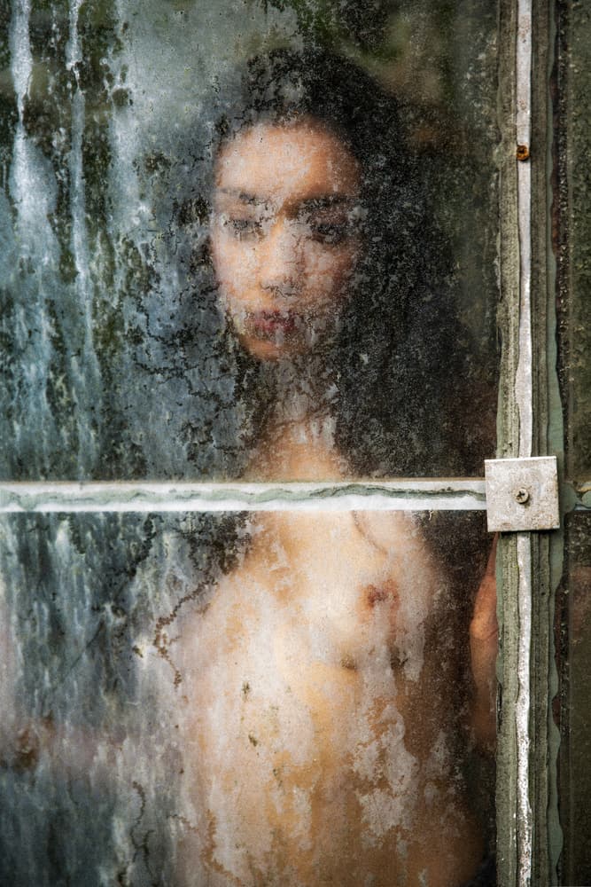 Dreamy Woman Behind Glass by Jan Slotboom — canvas wall art