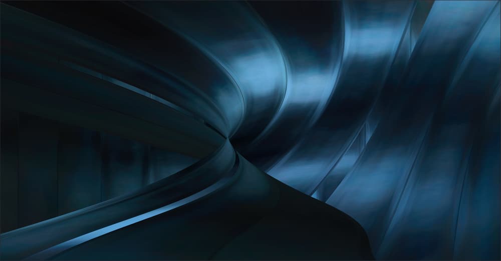 Sleek Blue Curves by Gilbert Claes — canvas wall art