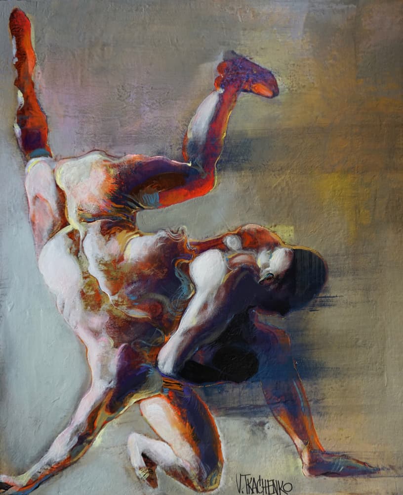 Abstract Wrestling Figures by Victor Tkachenko — canvas wall art