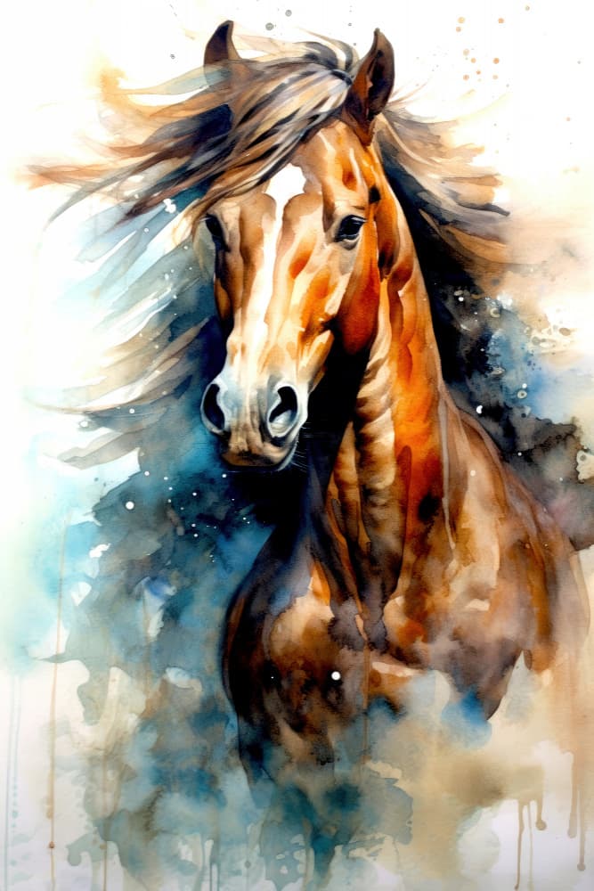 Watercolor Horse (6) by Justyna Jaszke — canvas wall art