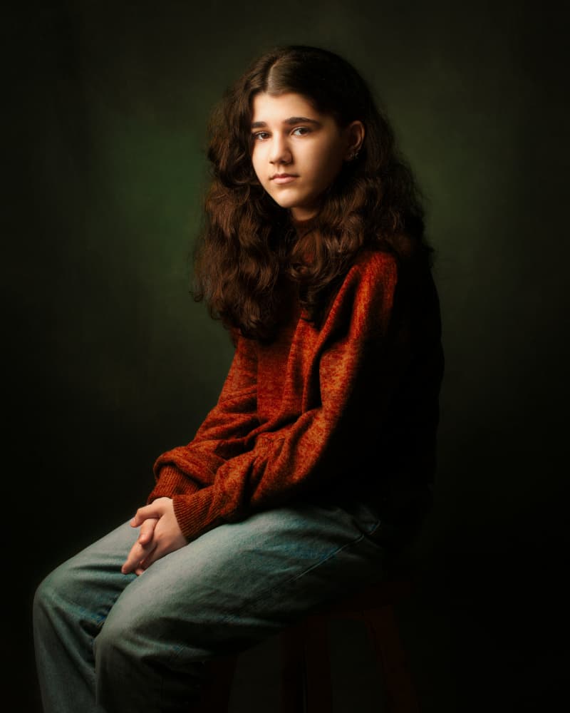 Thoughtful Girl Portrait by Mehdi Mokhtari — canvas wall art