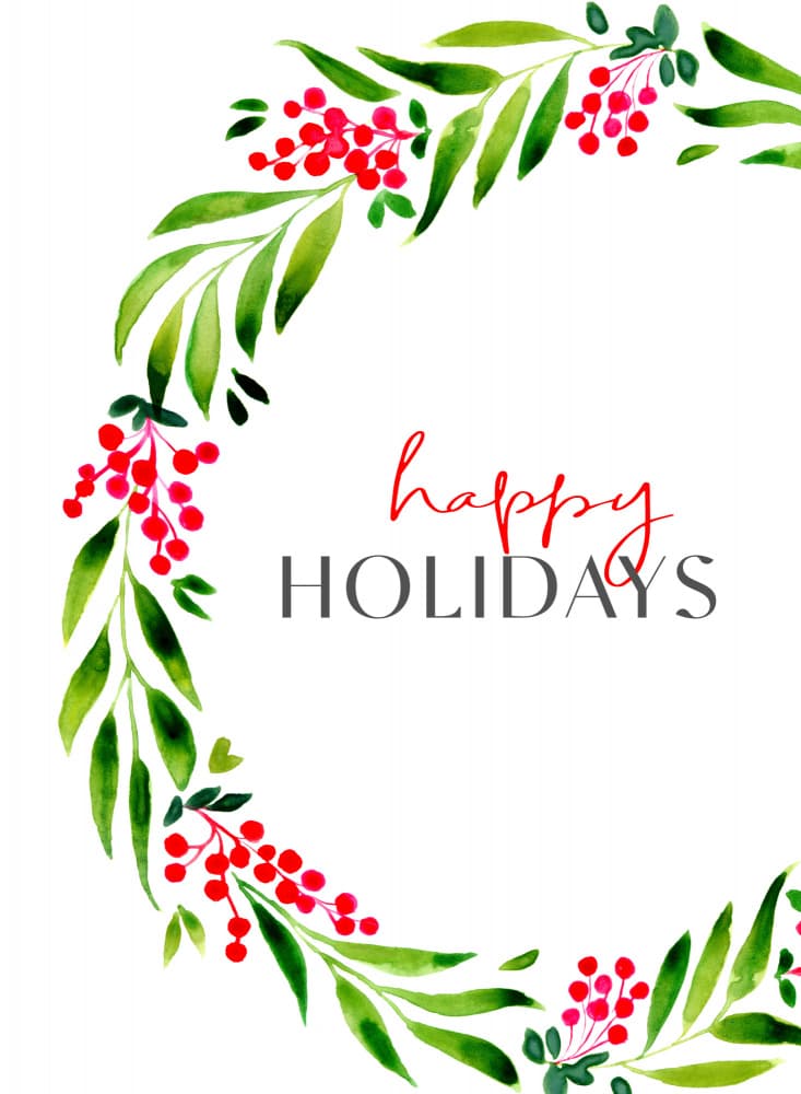 Happy Holiday Wreath by Rosana Laiz Blursbyai — canvas wall art