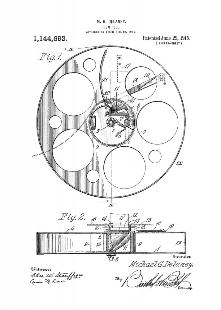 Vintage Film Reel Patent by Andreas Magnusson — canvas wall art
