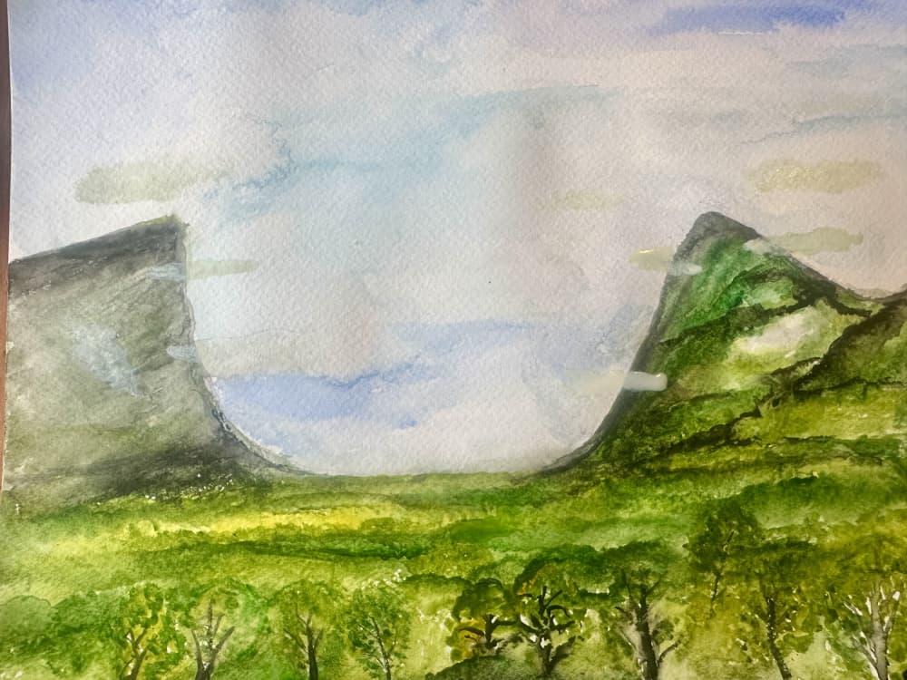 Verdant Mountain Valley by Annika Tiren — canvas wall art