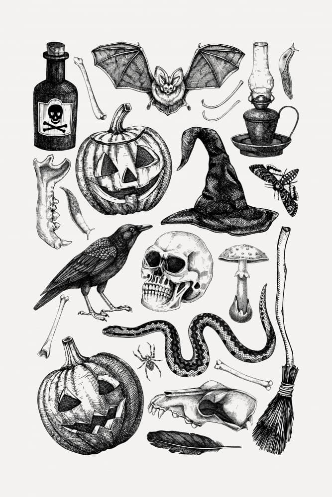 Spooky Halloween Illustration by Yevheniia Lytvynovych — canvas wall art