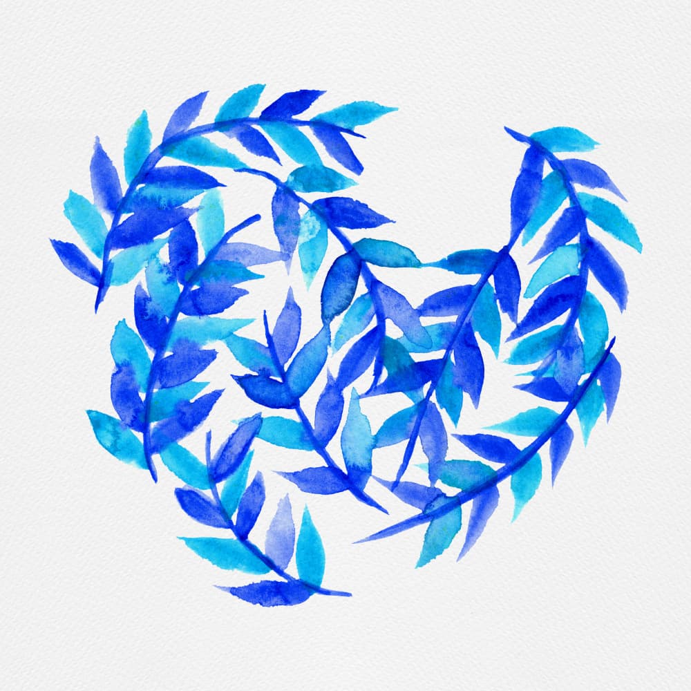 Leaves Curved Blue by Michele Channell — canvas wall art