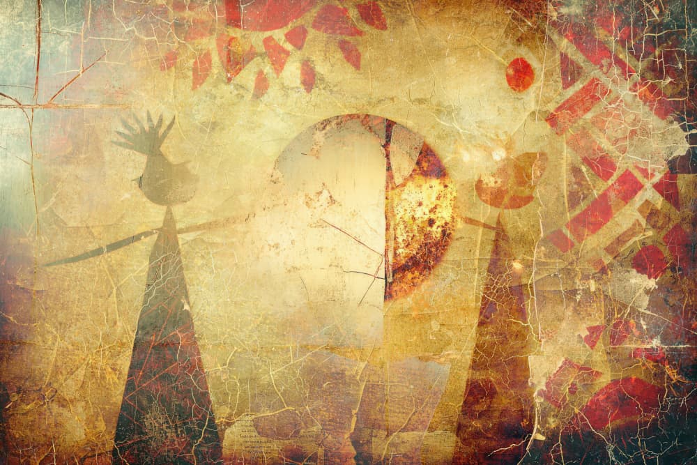 Abstract Tribal Bird Sun by Rafal Kulik — canvas wall art