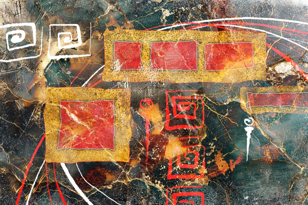 Abstract Gold Red Patterns by Rafal Kulik — canvas wall art