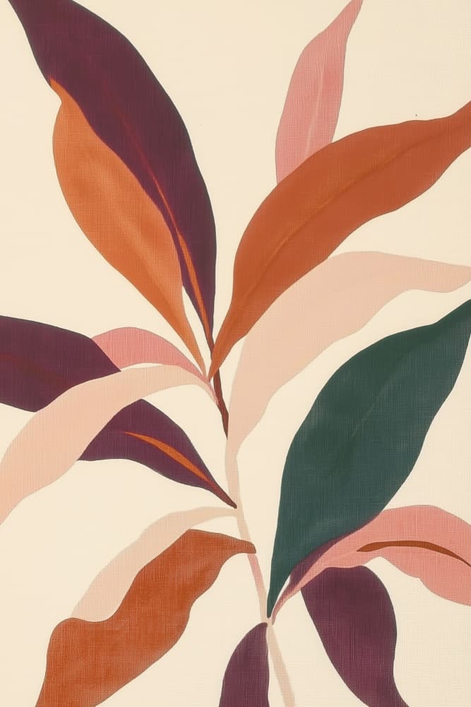 Warm Botanical Leaves by Melloi Art Prints — canvas wall art