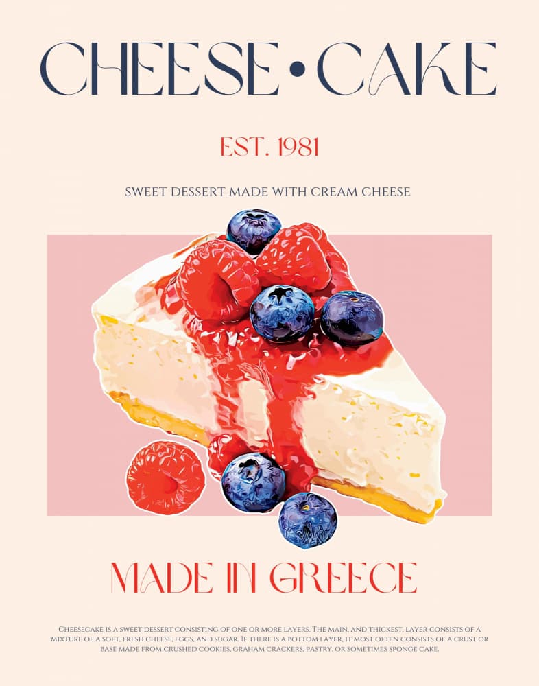 Sweet Berry Cheesecake Slice by Nazma Khokhar — canvas wall art