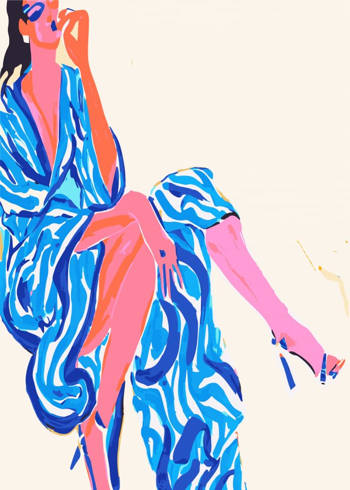 Confident Blue Fashion by The Printable Studio — canvas wall art