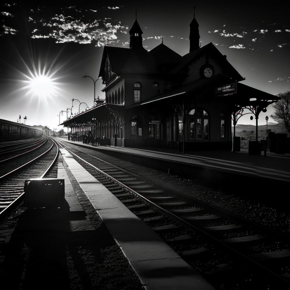 Sunlit Railway Station by Enrico Sottocorna — canvas wall art