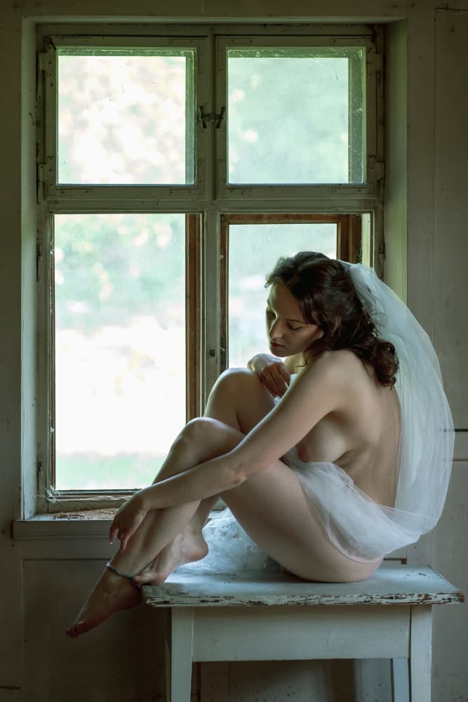 Veiled Nude Contemplation by Ruth Franke — canvas wall art