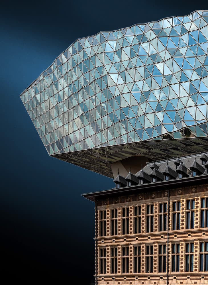 Antwerp Architectural Contrast by Jef Van den Houte — canvas wall art