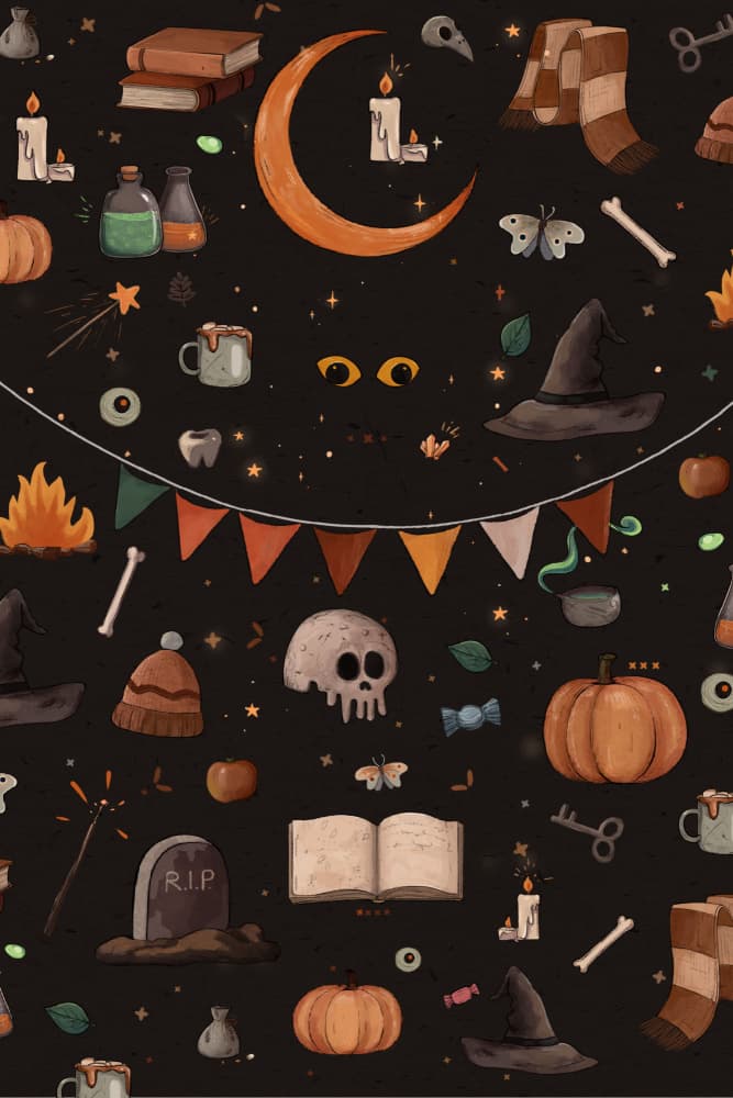 Halloween Magic Pattern by Xuan Thai — canvas wall art