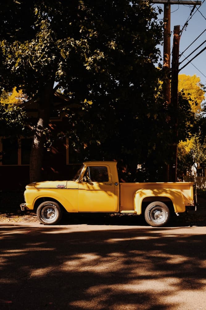 Vintage Yellow Truck by Del Mundo Imagery — canvas wall art