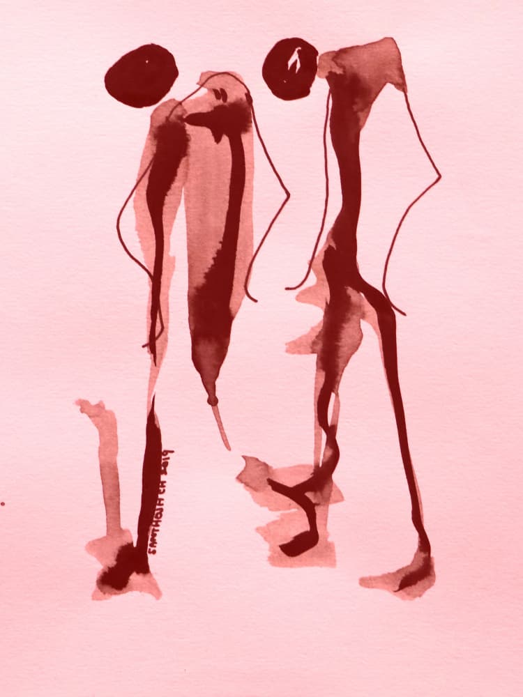 Abstract Maroon Figures by Santhosh ch — canvas wall art