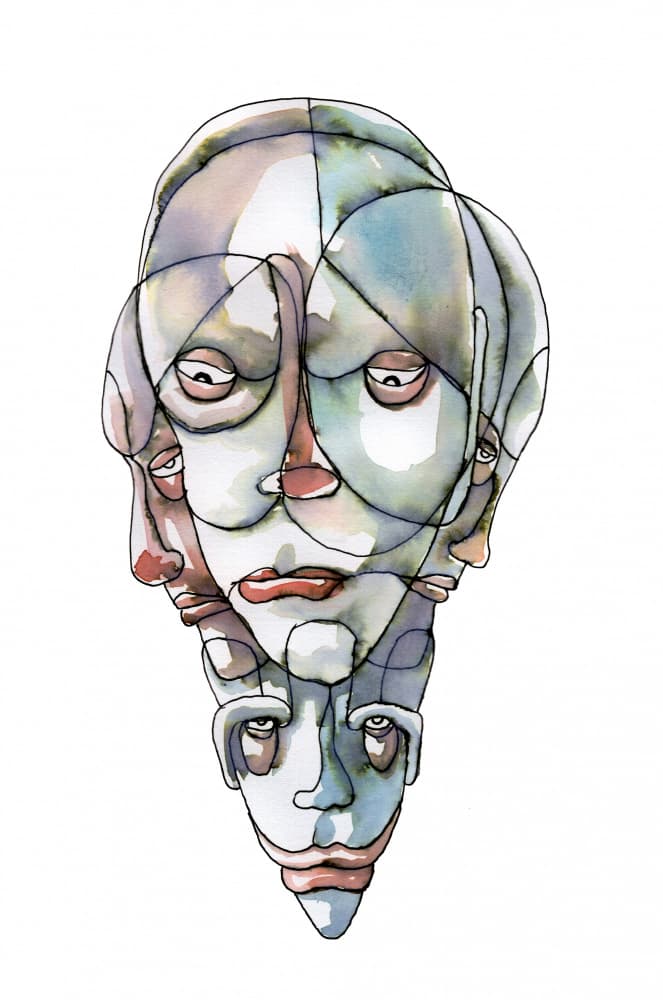 Multiple Abstract Faces by Wildemar Doomgriever — canvas wall art