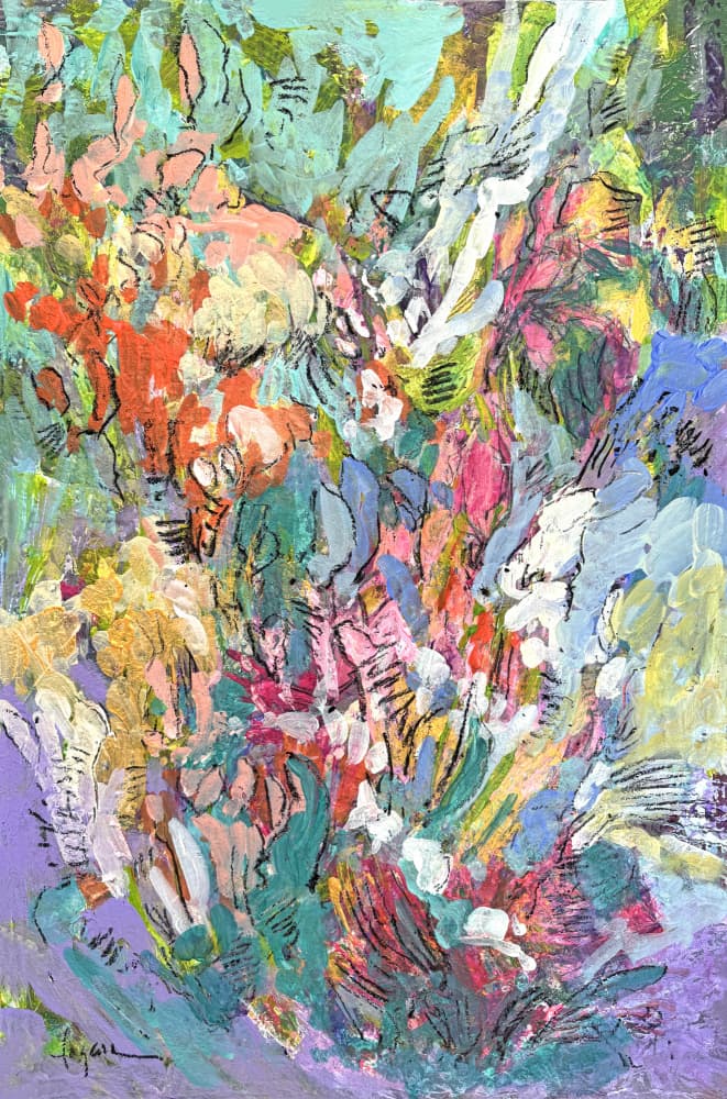 Colorful Abstract Flowers by Dorothy Fagan — canvas wall art